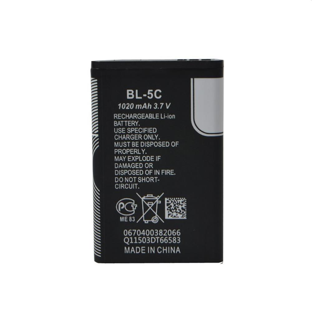 BL-5C 3.7V 1020mAh Phone Built-in Rechargeable Li-ion Replacement Battery with Battery Cells PTC Protection for Nokia