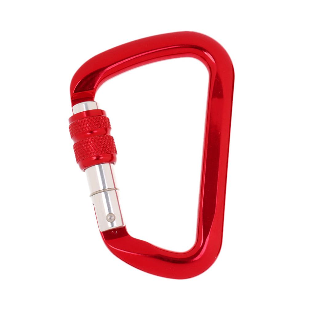 30KN 6720LB Aluminum Alloy D Shape Screw Locking Climbing Carabiner