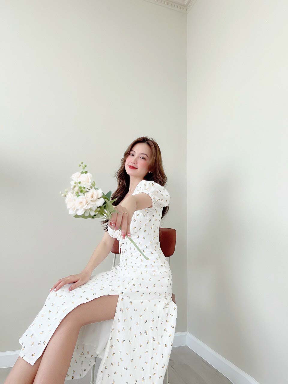 Đầm Maxi Hoa Nhí Xẻ Tà Thiết Kế HIRO DRESS