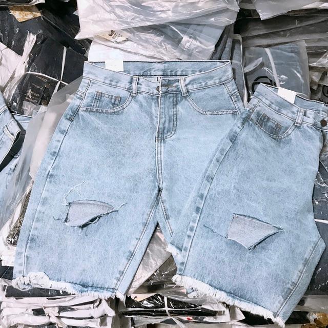 Quần jeans ống suông dáng ngố tới gối- clip tự quay