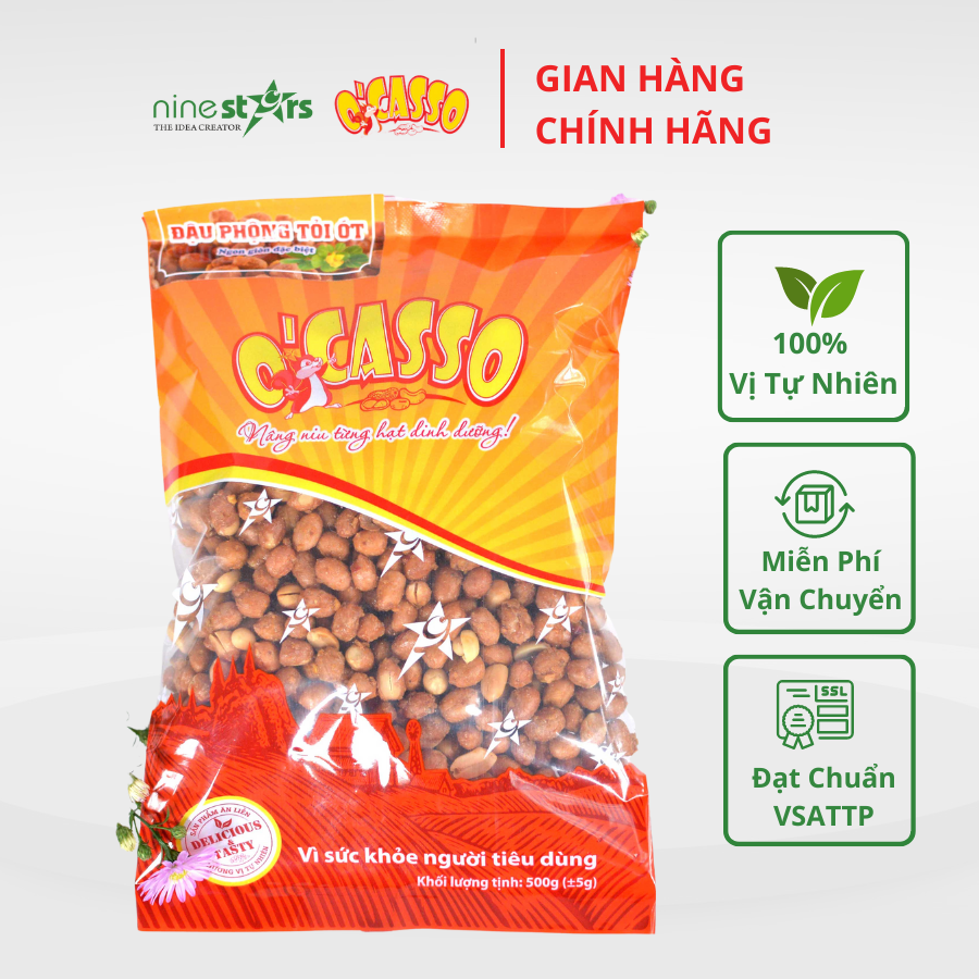 Đậu phộng tỏi ớt  O'Casso Gói 500g