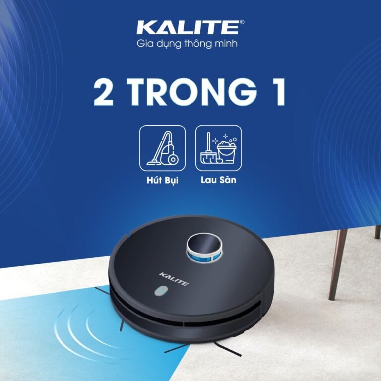 Robot hút bụi Kalite KVC 2171, công suất hút 2300 PA, kết nối wifi, app tiếng Việt, máy hút bụi lau nhà điều khiển bằng giọng nói, dung lượng pin 3200 mAh, hàng chính hãng