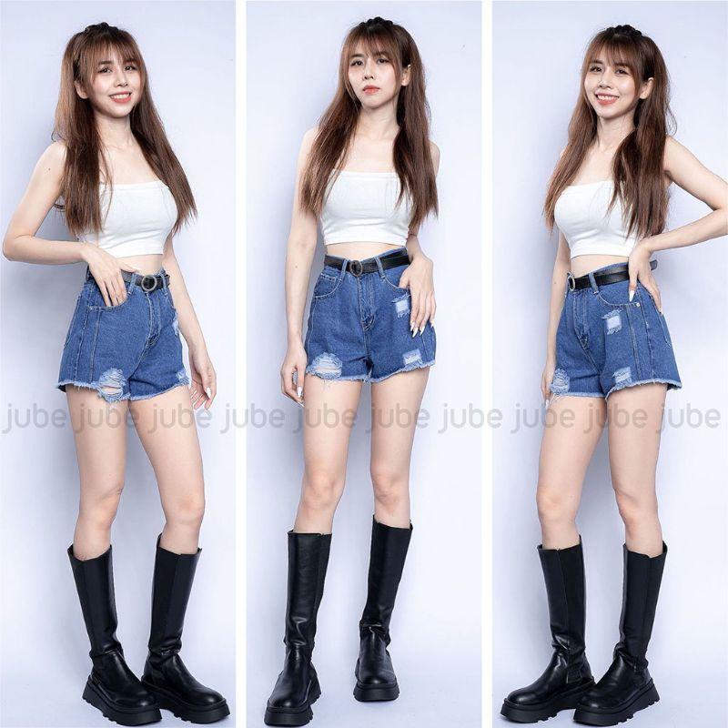 Quần sort jean nữ lưng cao không co giãn