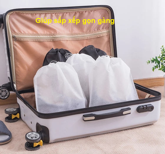 Set 10 túi đựng giày đa năng vải không dệt, miệng dây rút tiện lợi size to GD644-TuiRut-10