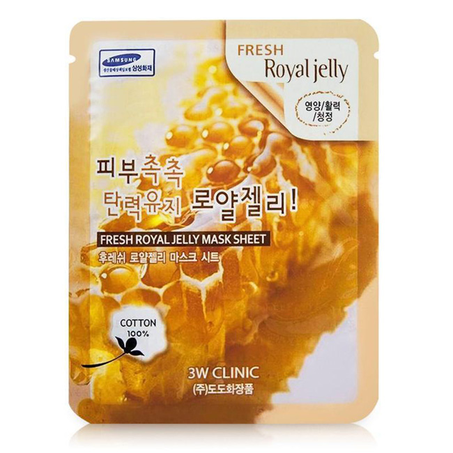 Mặt nạ chiết xuất sữa ong chúa 3W Clinic Fresh Royal Jelly Mask Sheet 23g