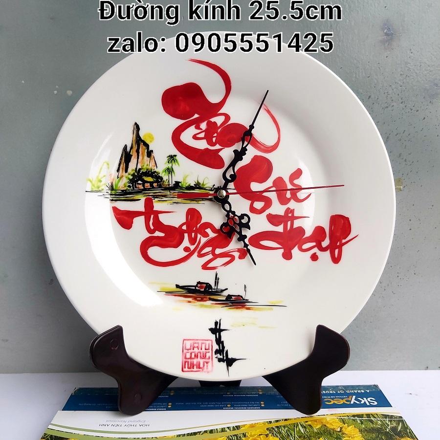 Quà tặng Thầy cô 20/11. Đĩa thư pháp vẽ tay kèm ĐỒNG HỒ. Quà 8/3, sinh nhật. Quà tết.