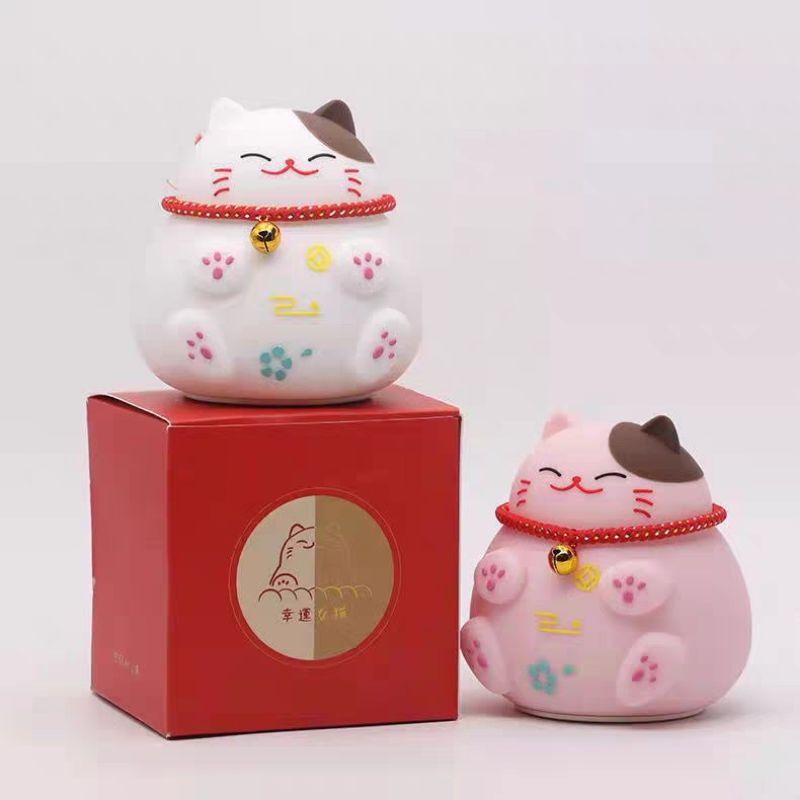 Đèn ngủ mèo thần tài may mắn Lucky Cat - Silicon cảm ứng - Decor trang trí