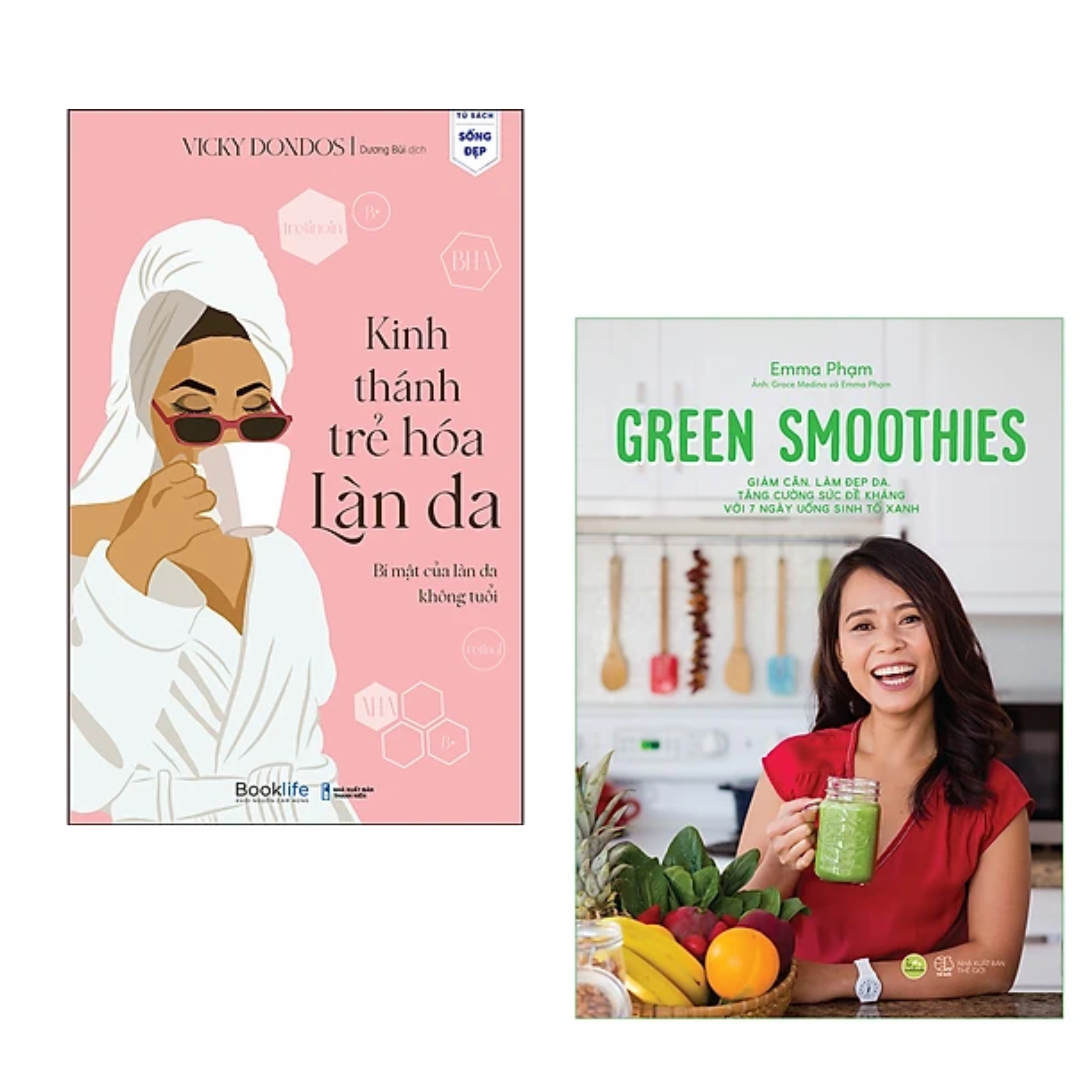 Combo 2 cuốn sách Làm Đẹp : Kinh Thánh Trẻ Hóa Làn Da - Bí Mật Của Làn Da Không Tuổi + Green Smoothies - Giảm Cân, Làm Đẹp Da, Tăng Cường Sức Đề Kháng Với 7 Ngày Uống Sinh Tố Xanh