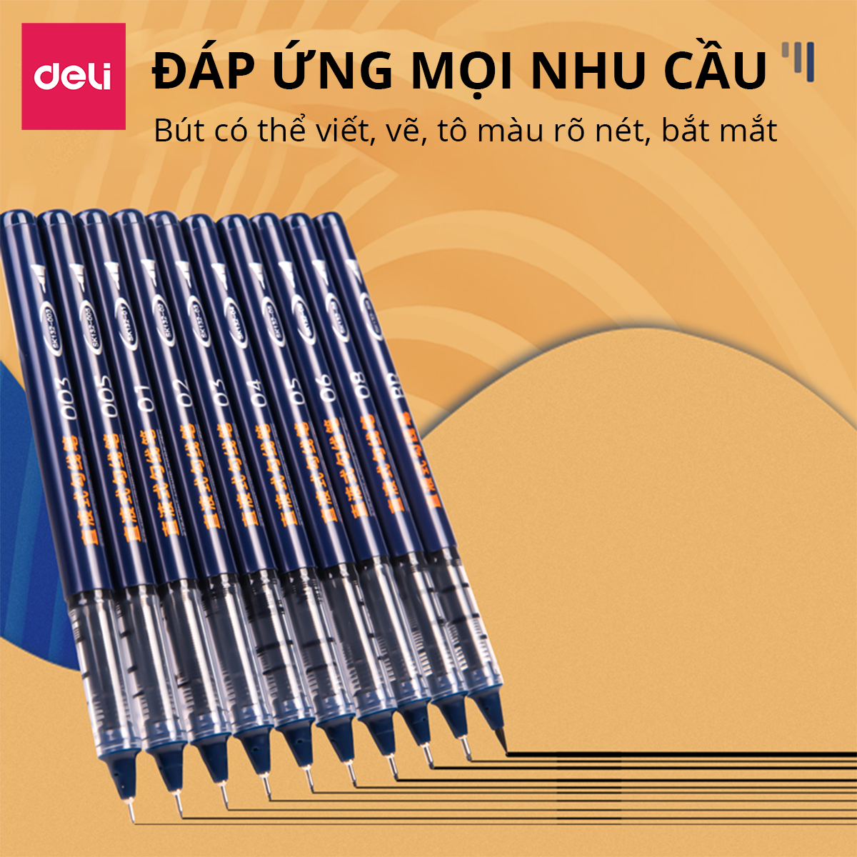 Set Bút Đi Nét Lông Kim Fineliner Liner Pen Ngòi Bọc Kim Loại Nhiều Kích Cỡ Oily Ink Deli - Kháng Nước Nét Mượt Nhiều Mực Bút Kĩ Thuật Chuyên Vẽ Anime Manga Thiết Kế Kiến Trúc Thời Trang - SK130 / SK131