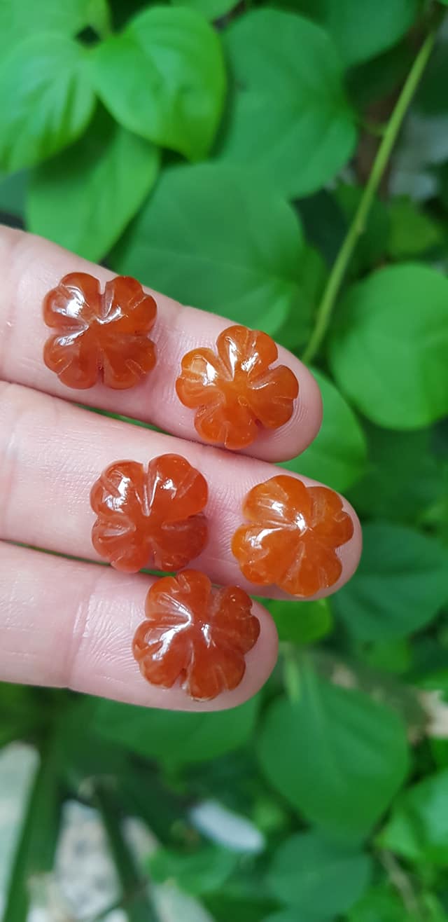 Mặt Bông Hoa cỏ 4 lá màu cam đậm nữ phối vòng tay,làm mặt nhẫn Chất liệu đá cẩm thạch size hạt 15mm x dầy 6mm Nữ về phối với vòng tay của mình đeo hay làm mặt nhẫn mặt dây chuyền đeo xinh ạ