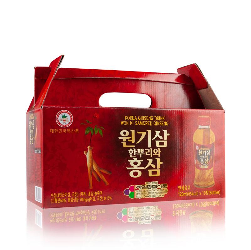 Nước Hồng Sâm Có Củ Won Ki Sam Hộp 10 Chai 120ml