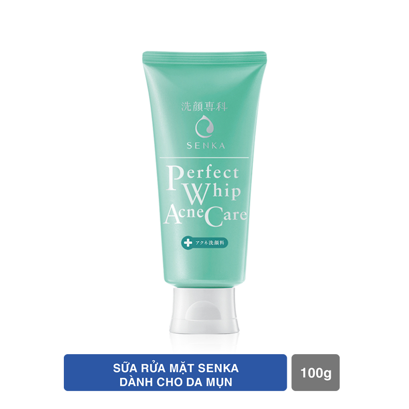 Bộ sản phẩm Senka làm sạch da hỗ trợ trị mụn tiện lợi (Sữa rửa mặt hỗ trợ trị mụn Senka Perfect Whip Acne Care 100g + Khăn giấy tẩy trang 10 miếng Senka Cleansing Sheet)