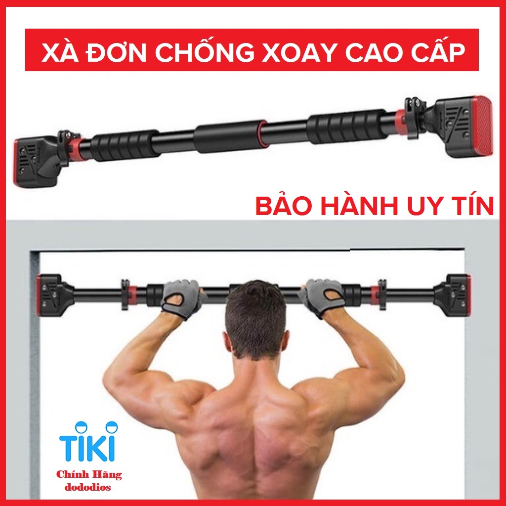 Xà Đơn Treo Tường Gắn Cửa Điều Chỉnh Độ Dài Linh Hoạt, Mẫu Mới Chất Liệu Thép Không Gỉ Chịu Lực 150kg, Tay Cầm Bọc Đệm PVC Chống Trượt - Chính hãng dododios