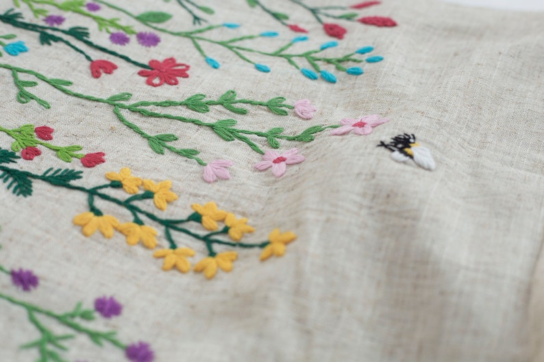 TÚI TOTE THÊU TAY VẢI LINEN HỌA TIẾT HOA DẠI