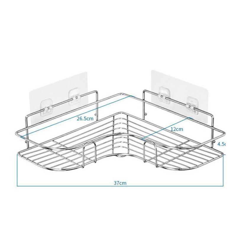 Kệ góc Inox không gỉ nhà tắm, nhà bếp, phòng khách tam giác dán tường siêu dính