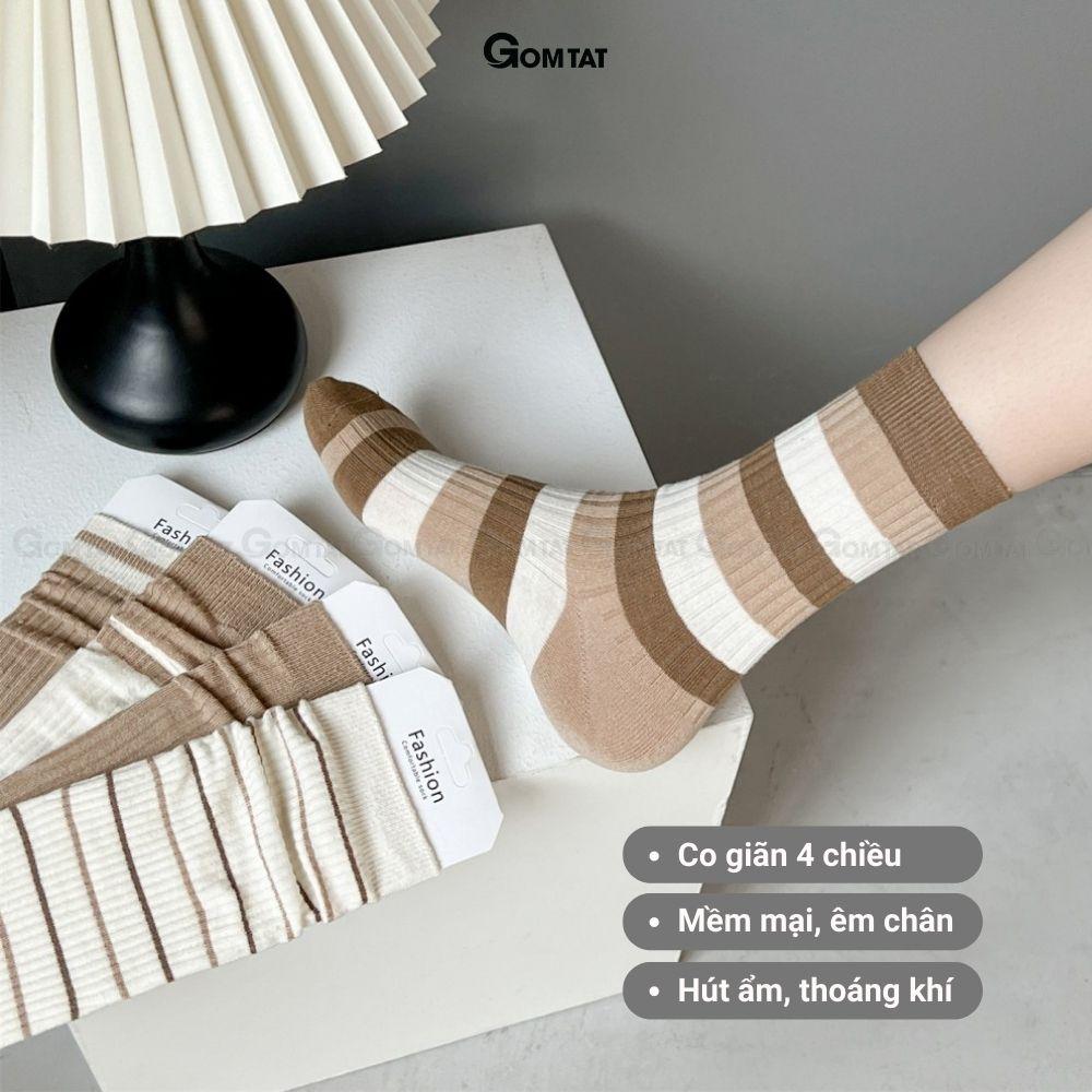 Tất nữ cổ cao phong cách trẻ trung Hàn Quốc, vớ nữ cổ cao chất liệu cotton mềm mại, thấm hút - KOGOT-PO-3020-1DOI