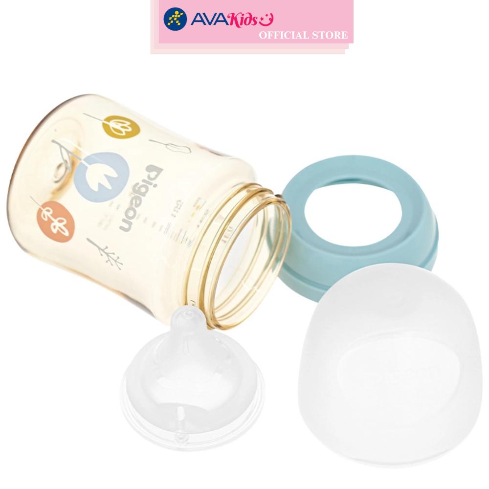 Bình sữa nhựa PPSU Pigeon Plus WN3 cổ rộng phiên bản Nhật 160 ml - Hình hoa (0 - 3 tháng)