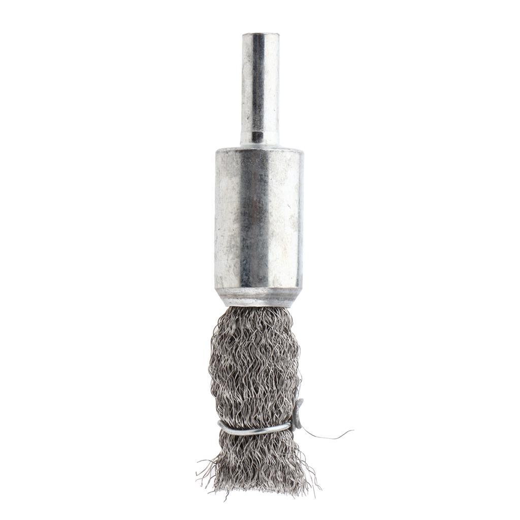 2 Piece Stainless Steel Pen Shape Crimped Wire Brush 6mm Shank 6 x 16mm 0.15
