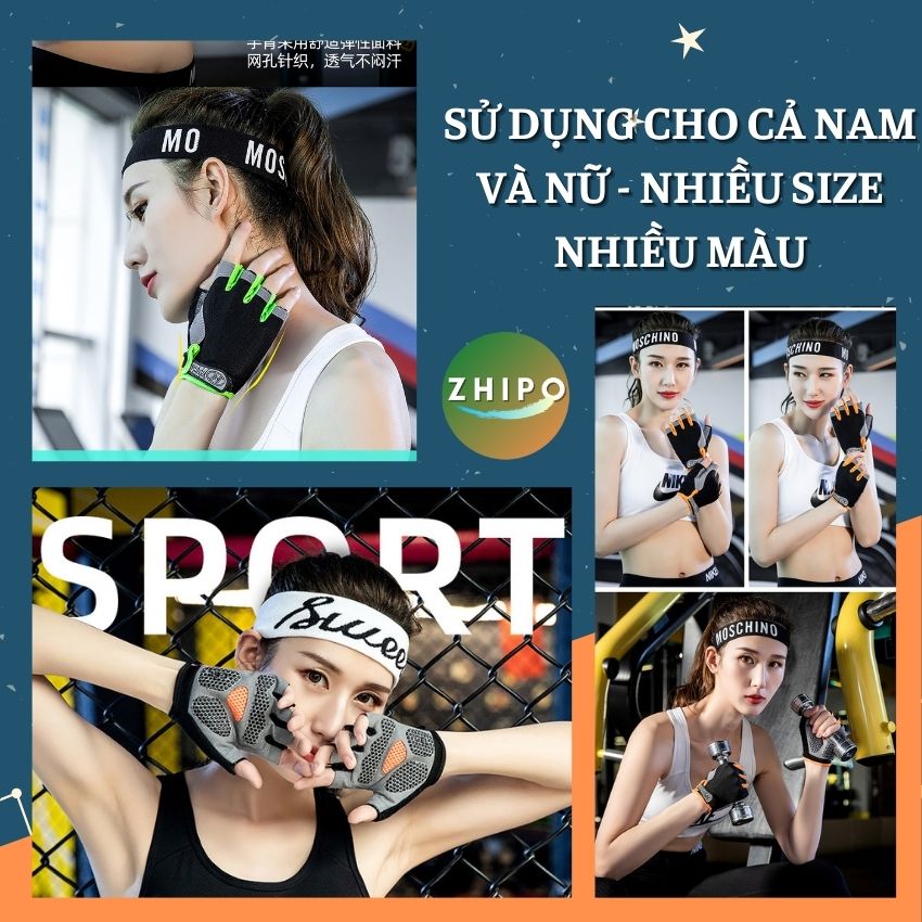 Găng Tay Thể Thao Tập Gym Chuyên Dụng Lót Silicon Thông Thoáng Chống Bám Mồ Hôi Tay