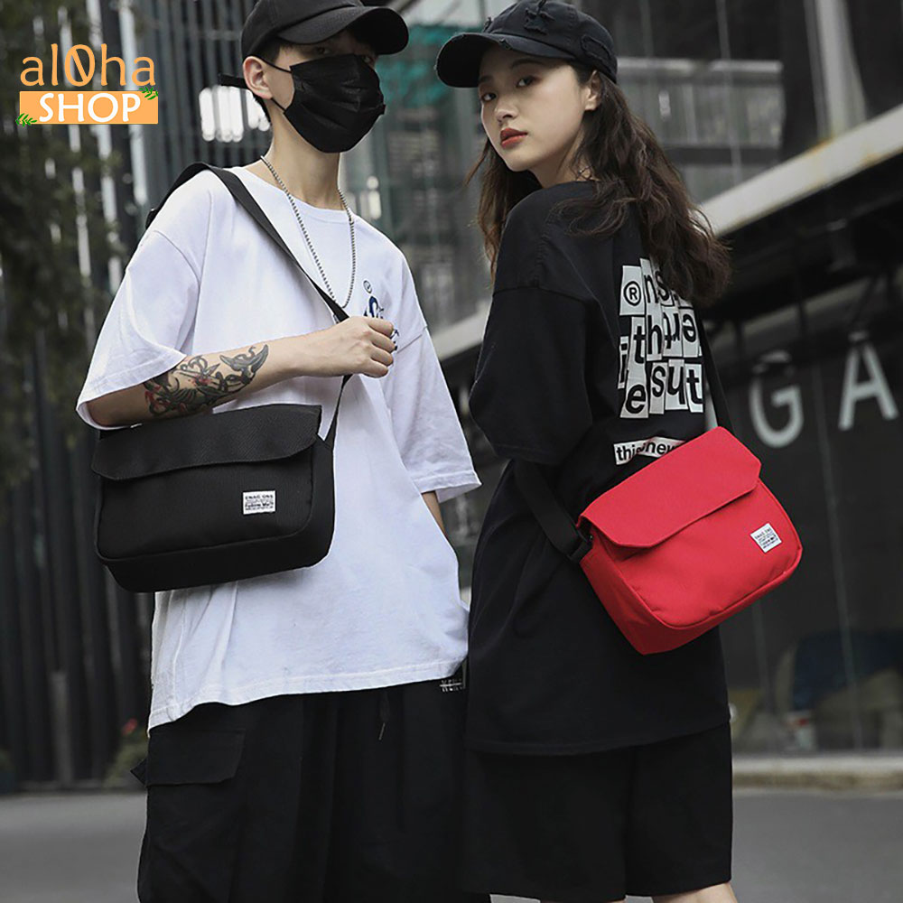 Túi đeo chéo vải canvas Black Rice bền bỉ phong cách thòi trang unisex nam nữ - al0ha Shop