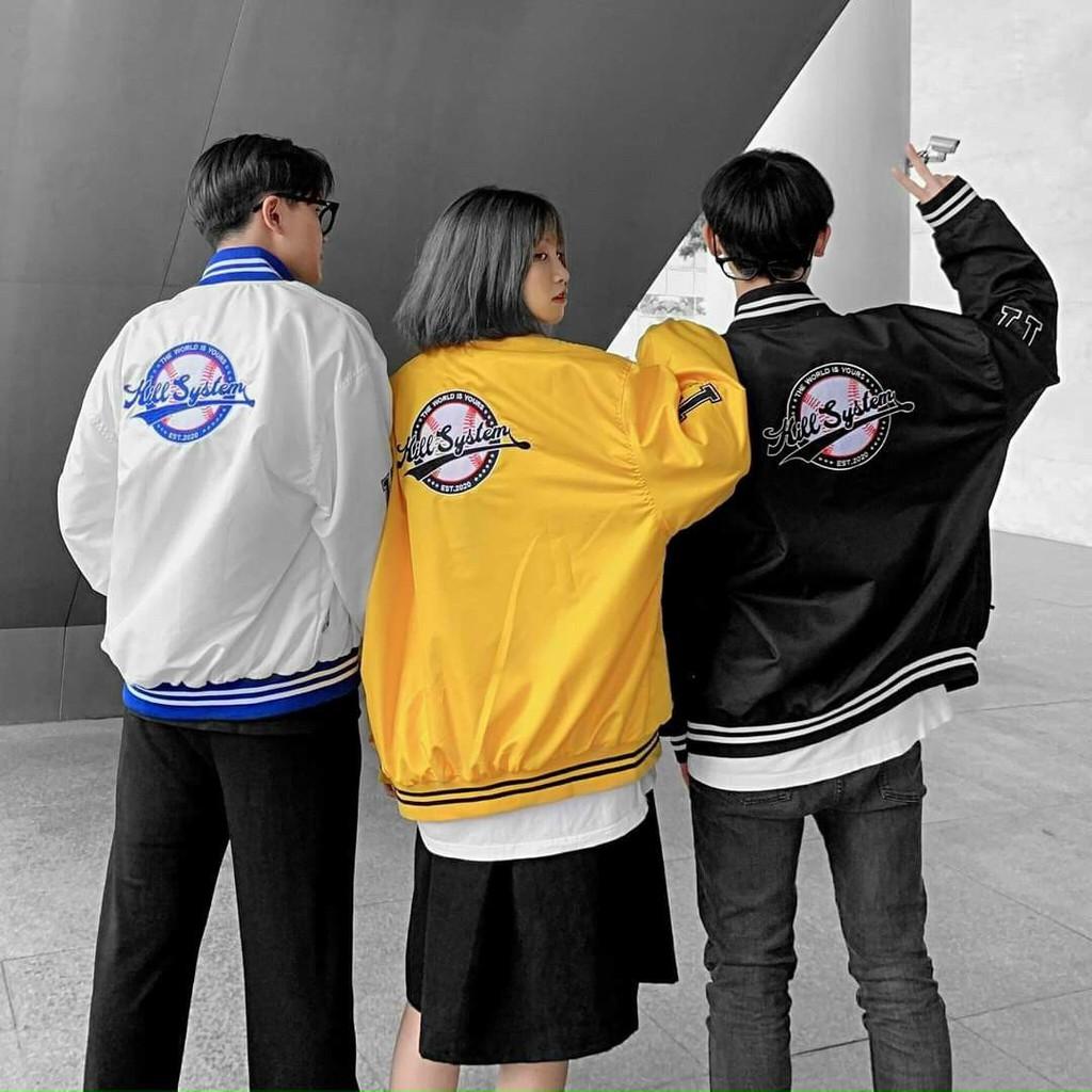 Áo Bomber Jackets Bóng Chày DÙ 2 Lớp in Kill System Phong Cách Unisex Nam Nữ Couple Ullzang