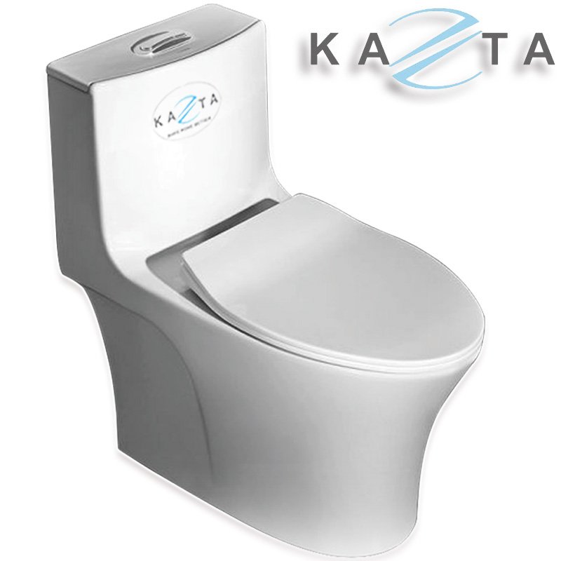 Combo Thiết Bị Nhà Tắm Cao Cấp KAZTA KZ-CBT17: Bồn Cầu 1 Khối-Bộ Lavabo Chân Treo-Sen Tắm Đứng Chỉnh Nhiệt-Gương Và Kệ Gương-Kèm Bộ Phụ Kiện Nhà Tắm