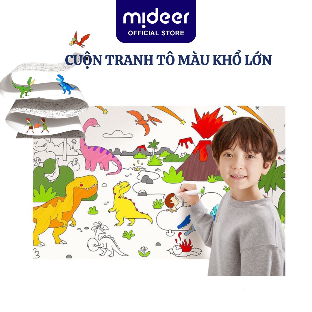 Cuộn tranh tô màu cho bé dán tường khổng lồ 4m*40cm Mideer Adhesive Colouring Scroll - Tranh tô màu nước cho bé