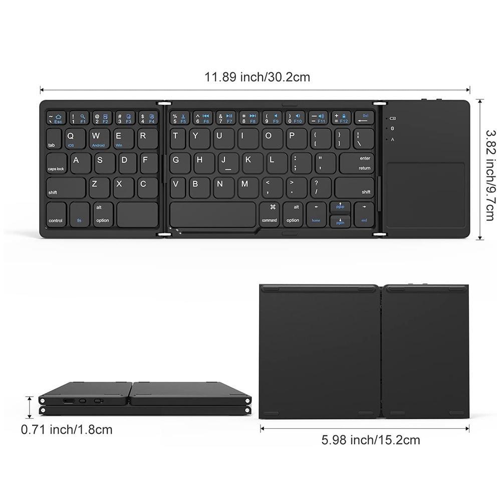 Bàn Phím Bluetooth Không Dây Mini Gấp Gọn Có Chuột Cảm Ứng Cho Android Ios Windows Pc Tablet Điện Thoại