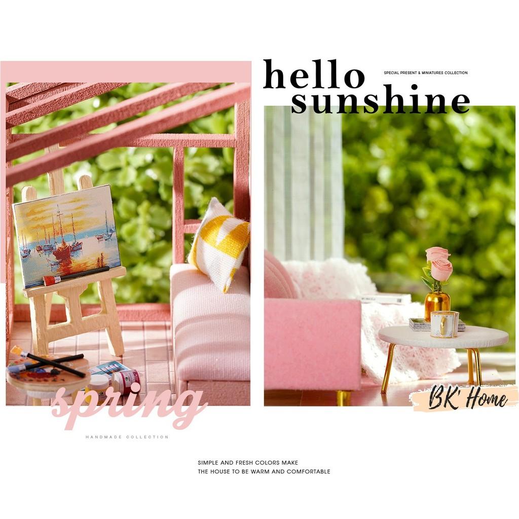 Mô hình nhà búp bê DIY Doll House Miniature_ Heart-warming life _Tặng TẤM CHE BỤI + KEO