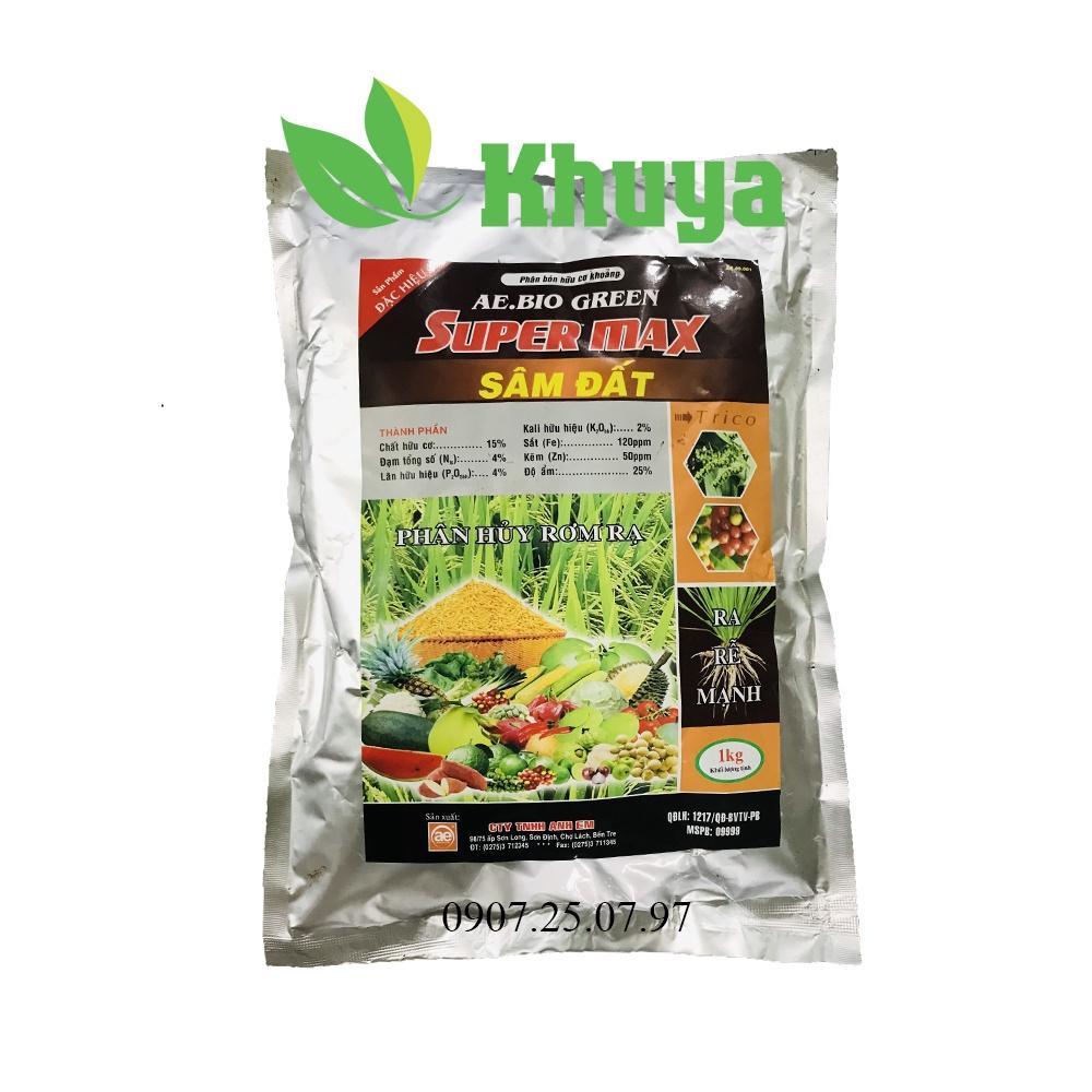 Phân bón hữu cơ Super Max Sâm Đất 1kg Trichoderma Phân hủy rơm rạ và Ra rễ mạnh