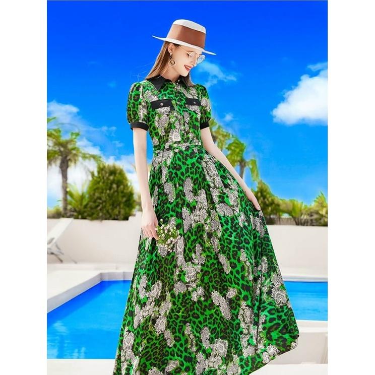 ĐẦM LỤA HỌA TIẾT CỔ SƠ MI CAO CẤP