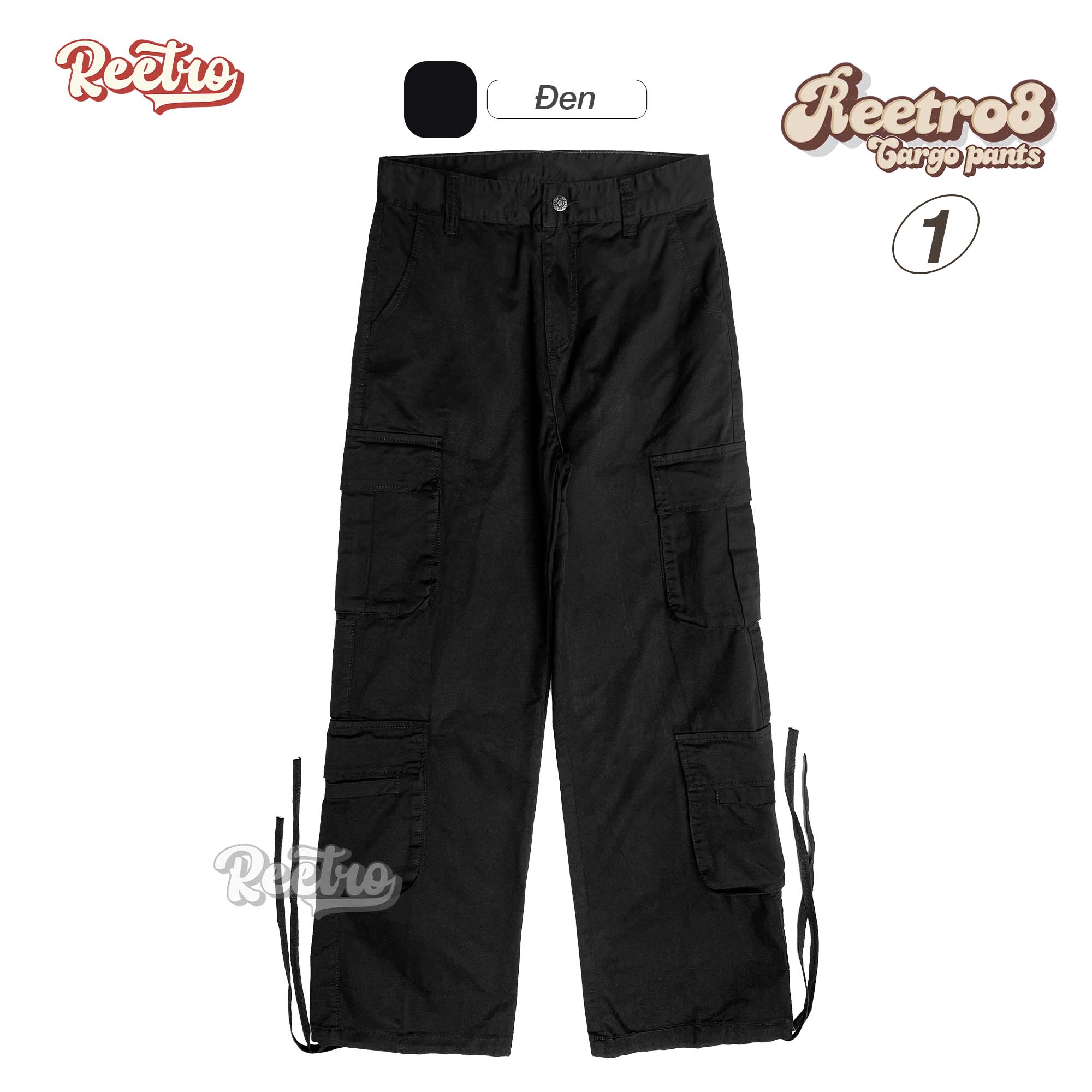 Quần Kaki Túi Hộp Nam Nữ Reetro 8 - Đặc Biệt Nhiều Túi - Quần Cargo Pants Ống Rộng