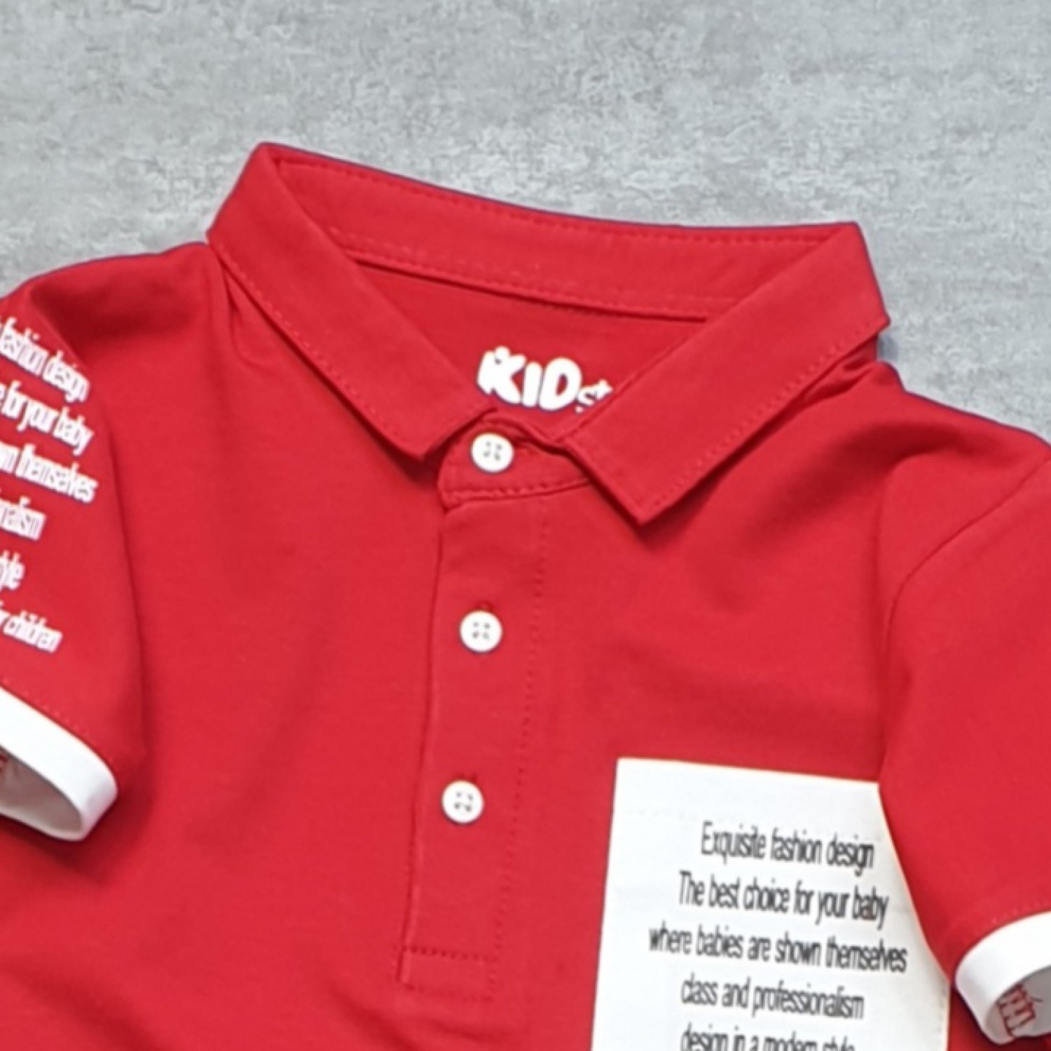 A00011XL Áo thun đỏ bé trai cổ bẻ, tay ngắn, chất thun cotton 100%, từ 7-14 tuổi