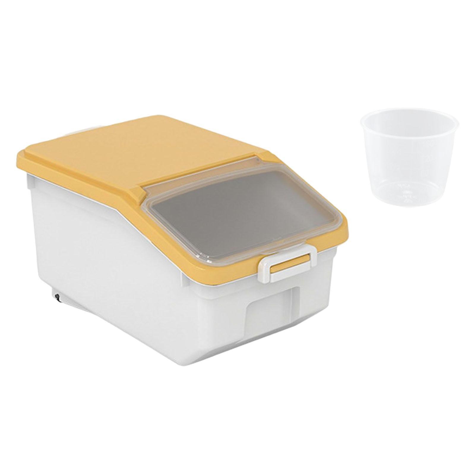 Dry Food Storage Box Pantry Organizer 10kg Dustproof for Baking Supplies white - yellow