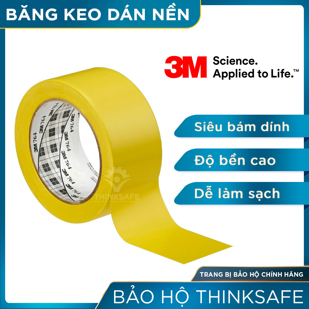 Băng keo dán nền 3M Thinksafe, chuyên dùng cảnh báo nhà xưởng, tủ điện, tường, nền nhà, tháo không để lại keo - 3M 764 - 3M 766 -3M 767