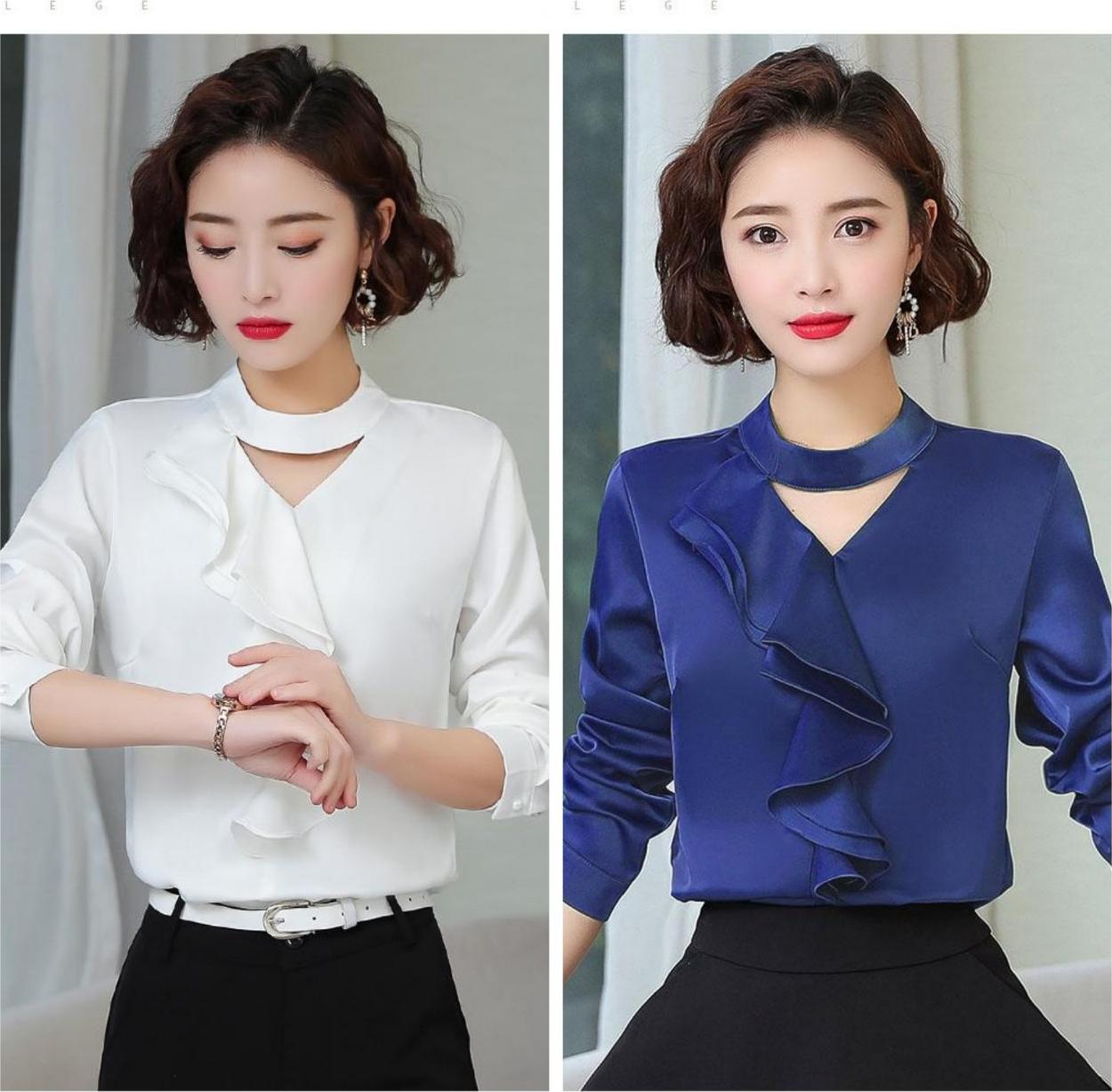 ÁO SƠ MI CỔ BÈO GIỌT NƯỚC CAO CẤP GD3322A