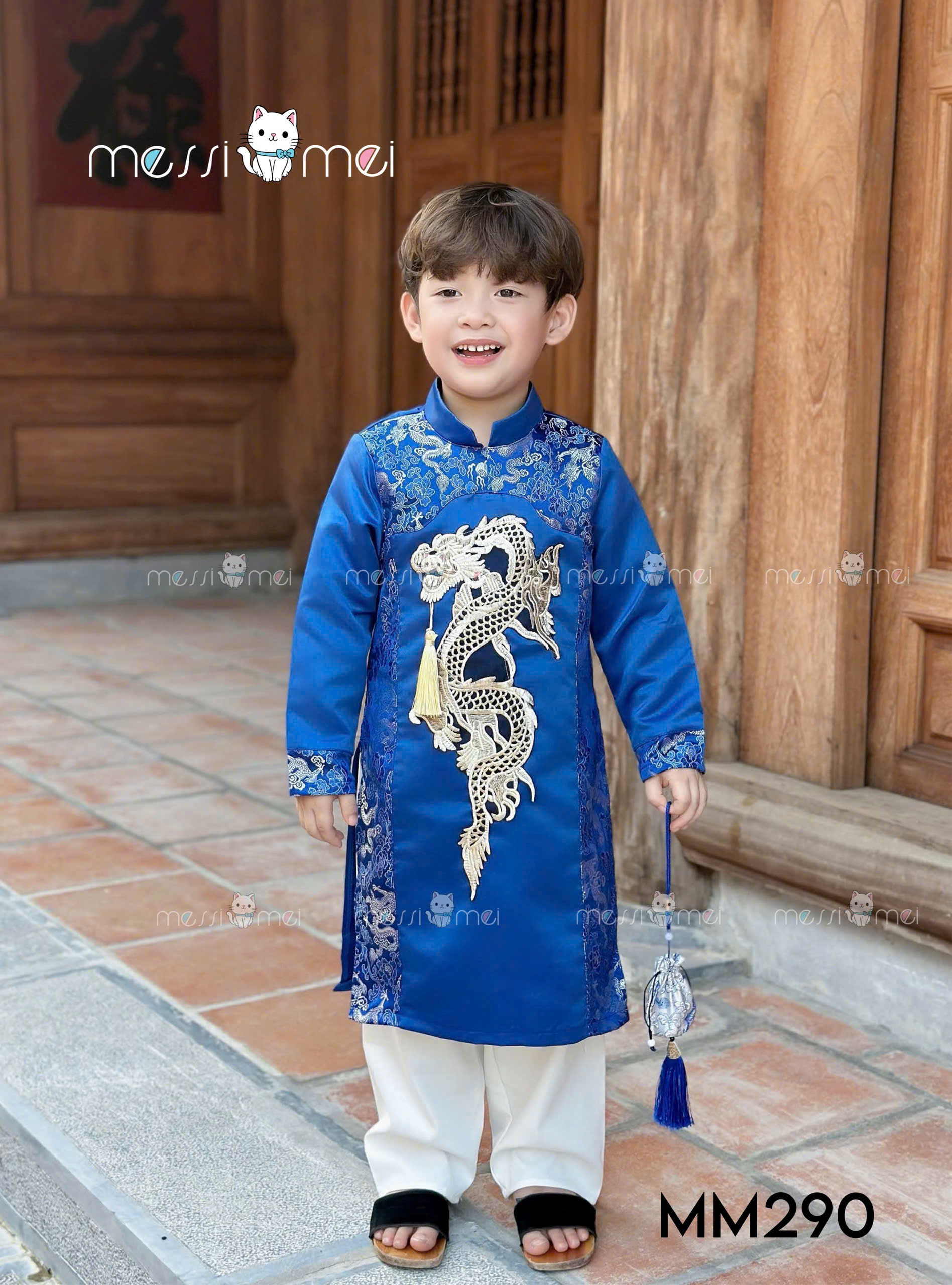 Bộ áo dài cho bé trai mẫu Thanh Long diện lễ tết noel giáng sinh năm mới từ 8-40kg hàng thiết kế cao cấp