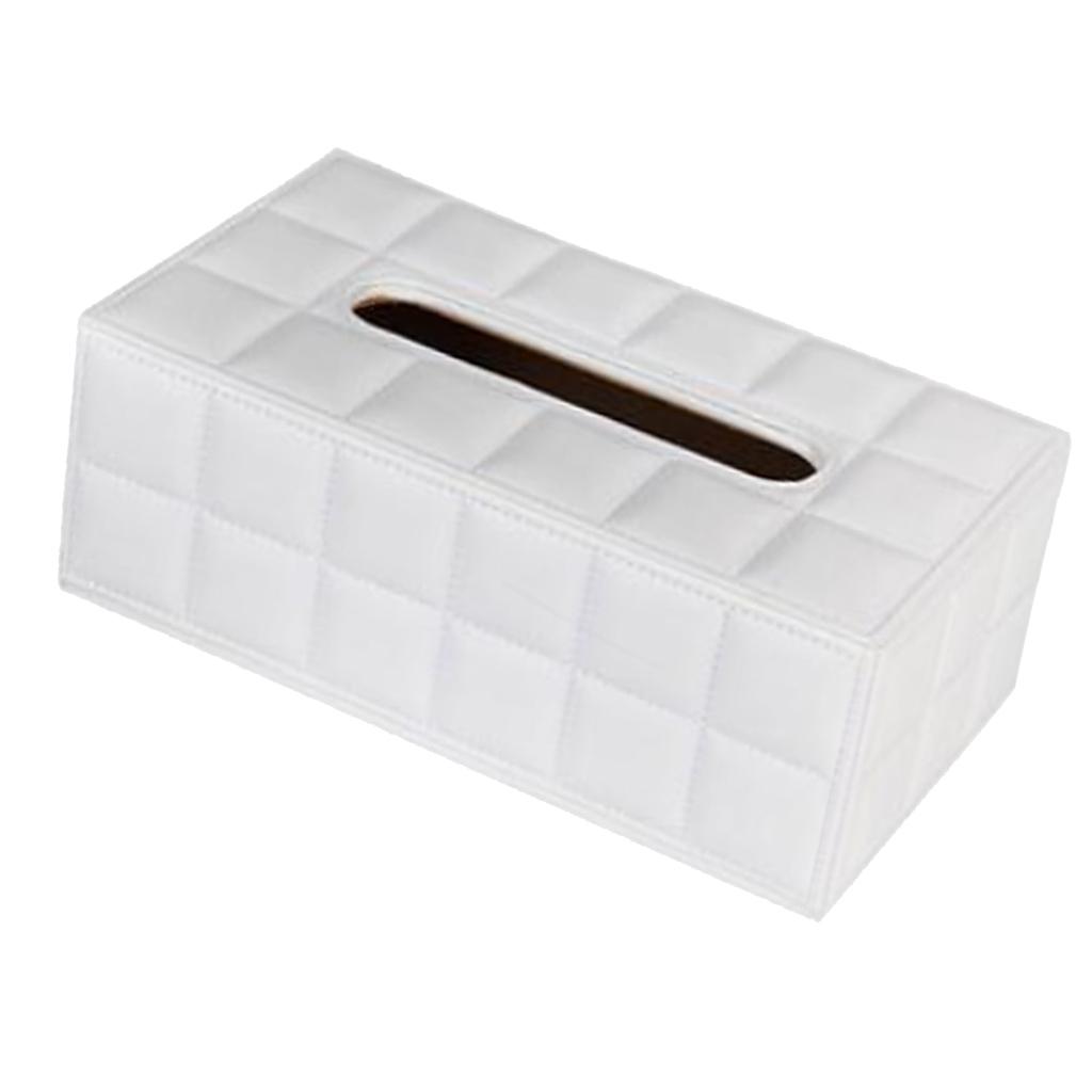 White Room Car PU Leather Tissue Box Paper Holder Cover Napkin Rectangle