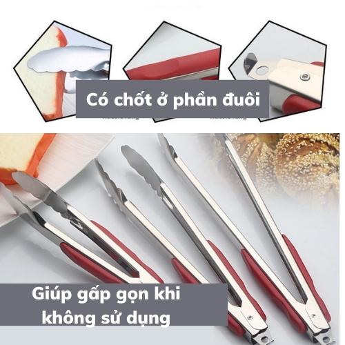 Kẹp gắp thức ăn INOX thép không gỉ kẹp đa năng gắp đá, đồ ăn tiện lợi có bọc nhựa an toàn tiện dụng bảo hành 1 đổi 1