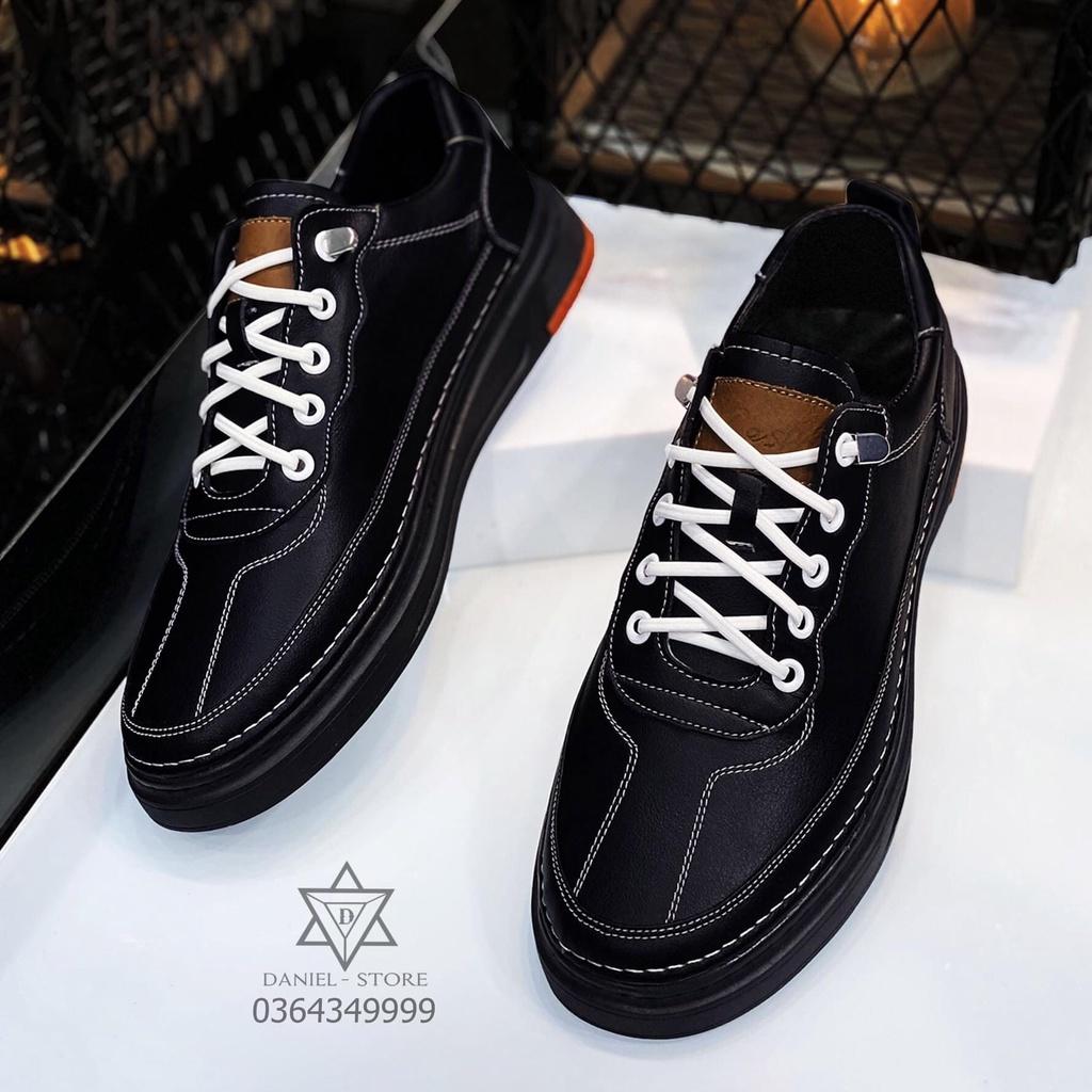 Giày thể thao nam da bò đế cao su mềm nguyên khối - giày sneaker nam phong cách trẻ trung năng động GL01