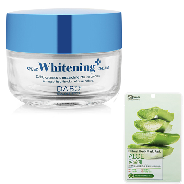 Kem dưỡng trắng da Dabo Speed Whitening Up Hàn Quốc 50ml kèm mặt nạ benew lô hội