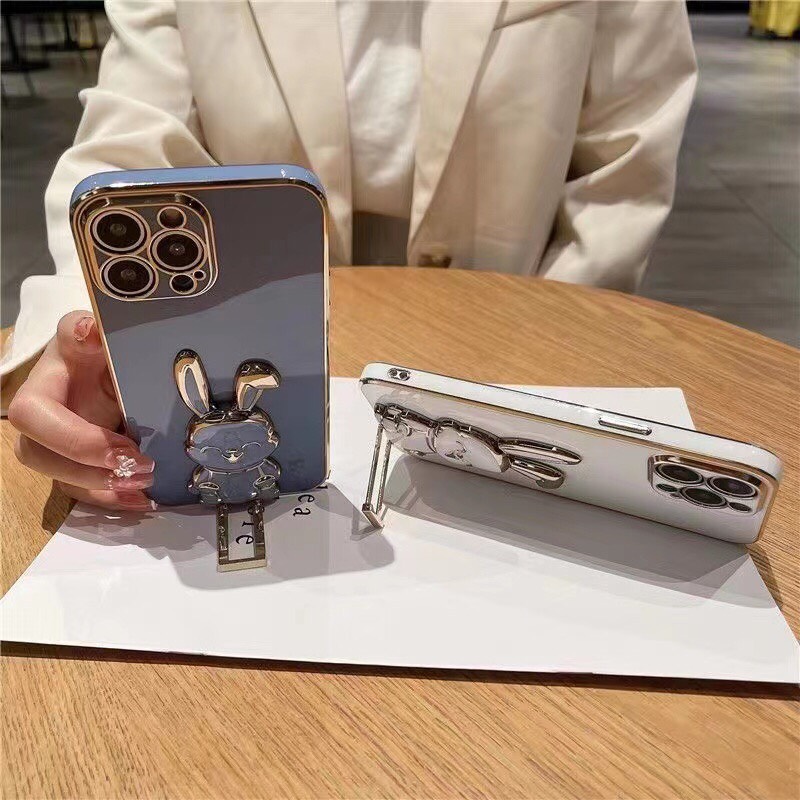 Ốp lưng TPU màu xi có giá đỡ hình thỏ đáng yêu dành cho Samsung A13 /A23 /A04 /A04s