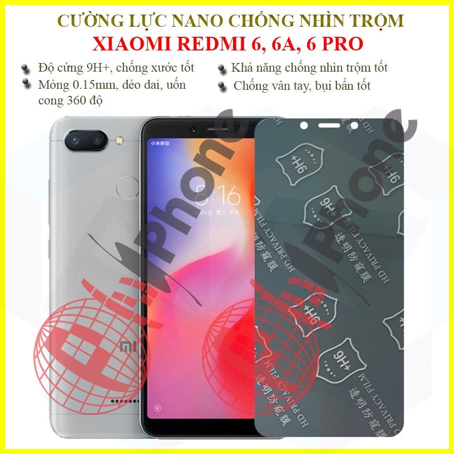 Dán chống nhìn trộm cho Xiaomi Redmi 6, 6A, 6 Pro - Dán cường lực dẻo nano 9H+