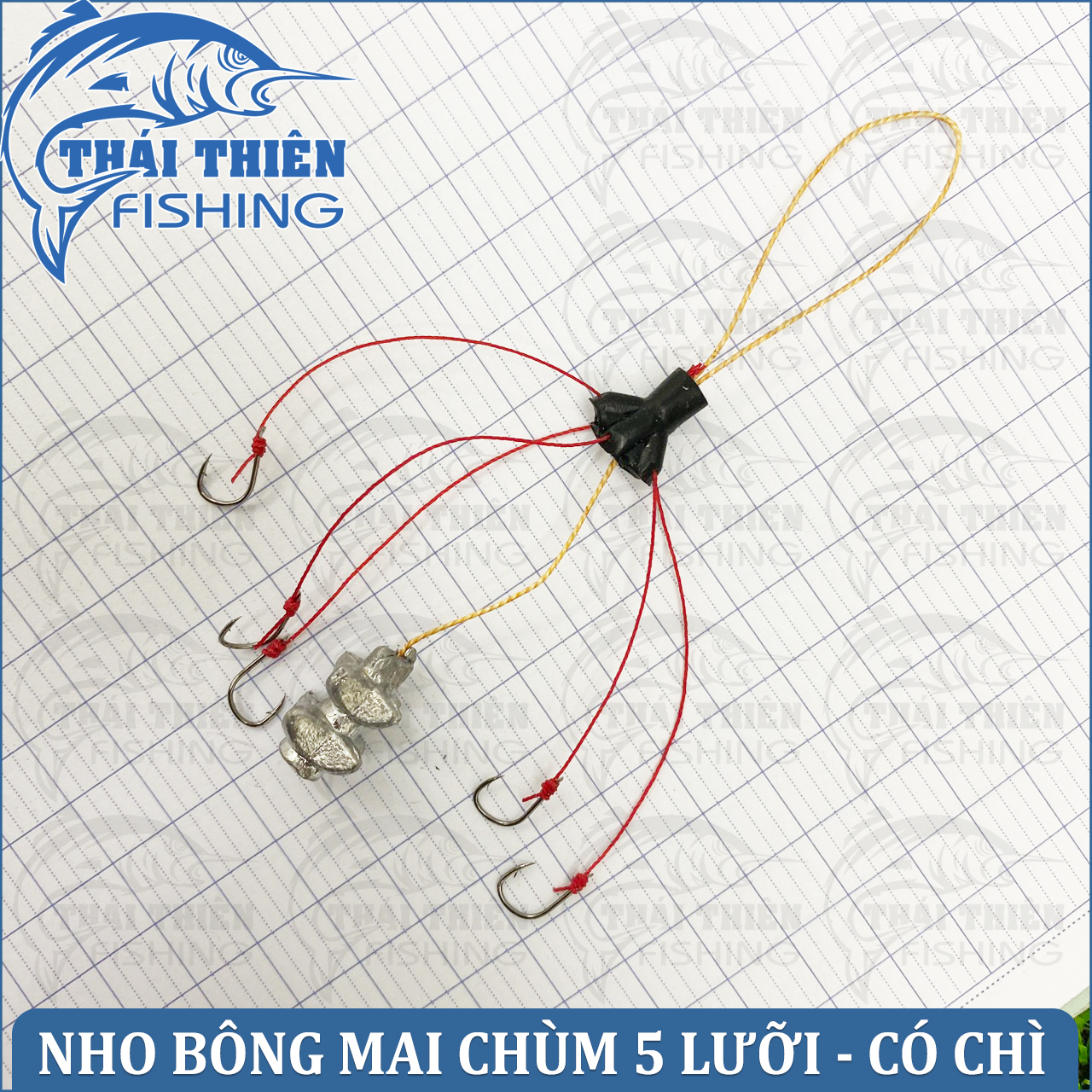 Bộ 2 Chùm Nho Bông Mai Sói Đầu Đàn Chùm 5 Lưỡi Có Sẵn Chì Dùng Câu Cần Tay, Máy