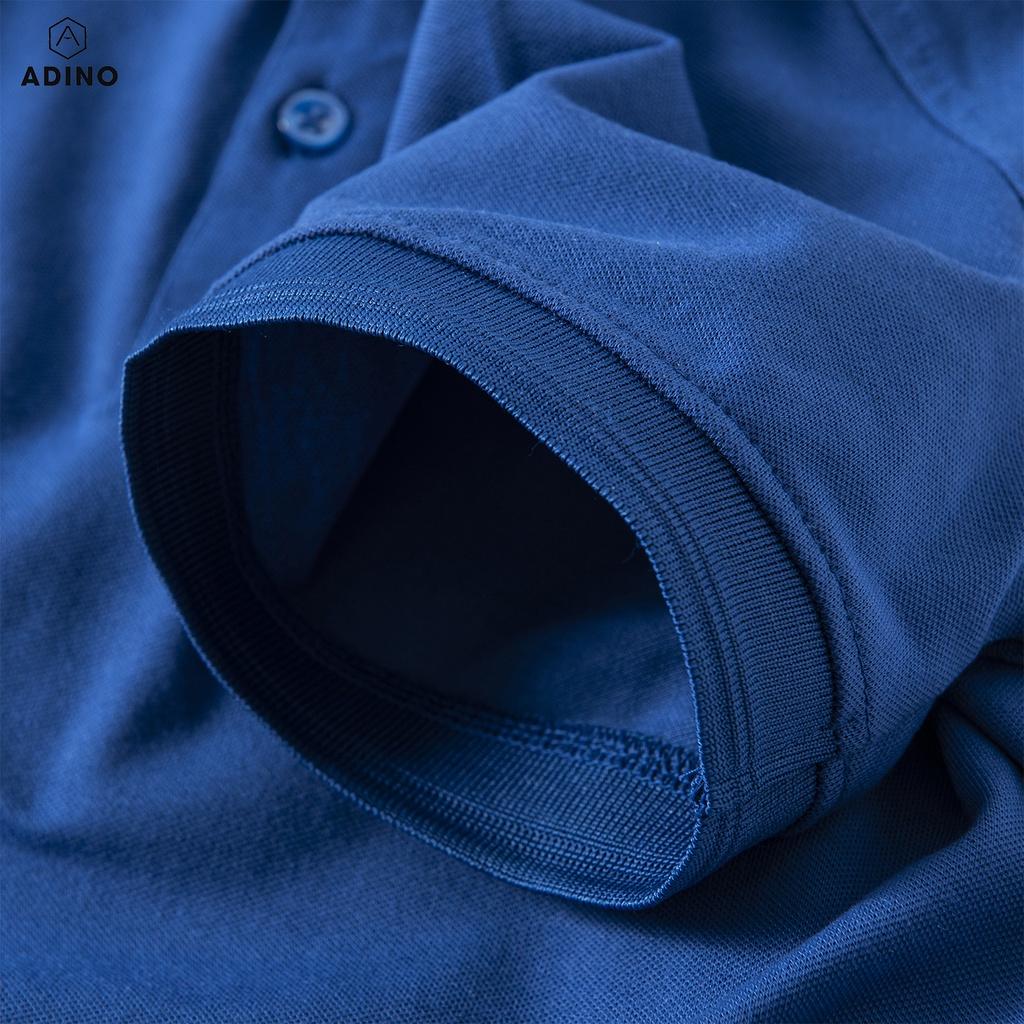 Hình ảnh Áo polo nam ADINO màu xanh đậm phối viền chìm vải cotton co giãn dáng công sở slimfit hơi ôm trẻ trung AP83