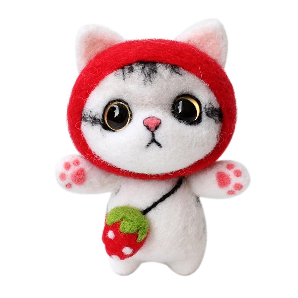 1 Set 3D Cat Felting Kit Felting Wool Handmade for Decor