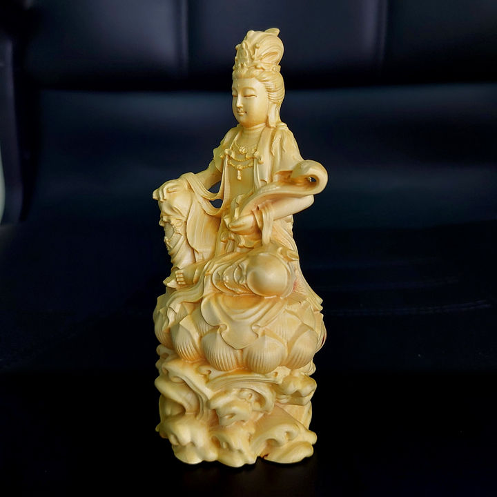 Tượng Phật Quan Âm Như Ý bằng gỗ hoàng dương -C13