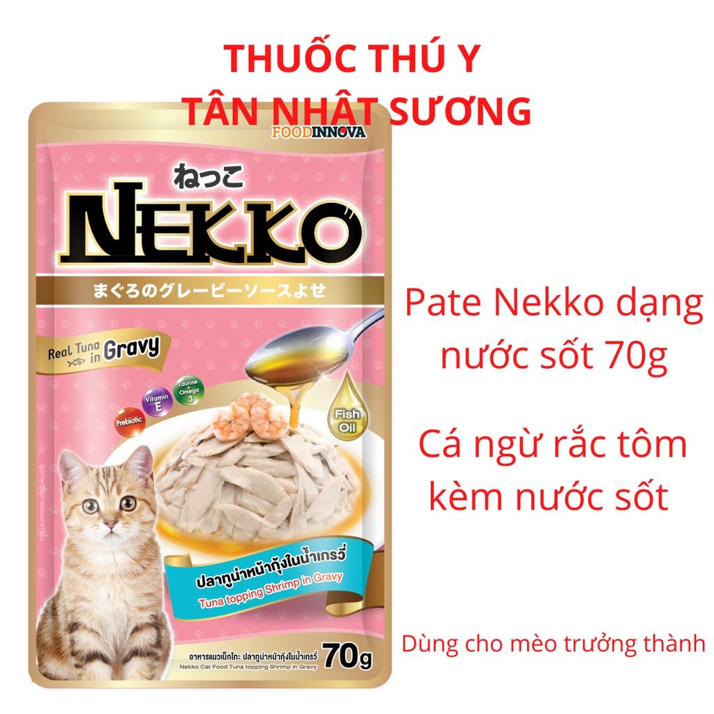 Thức ăn thưởng dạng thạch và dạng súp cho mèo Pate NEKKO 70g đầy đủ các vị