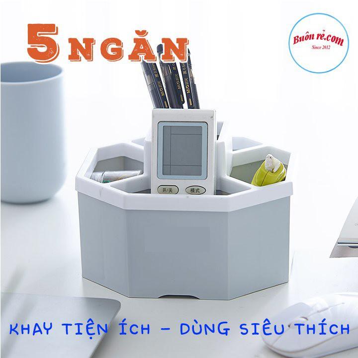 Khay tiện ích lục giác 5 ngăn để bàn nhựa Khay đựng đồ đa năng màu xinh xắn (1337)