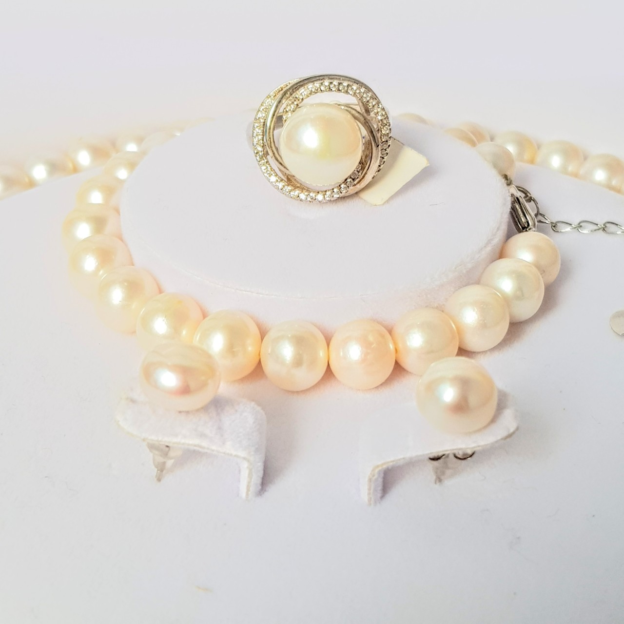 Bộ Trang Sức Ngọc Trai Thiên Nhiên 4M - Chuỗi Đơn - Trang Sức Cô Tấm - LIGHT PINK - COTAM2920 - Màu Trắng Hồng + Tặng Kèm 5 Phụ Kiện Bảo Dưỡng Dự Phòng